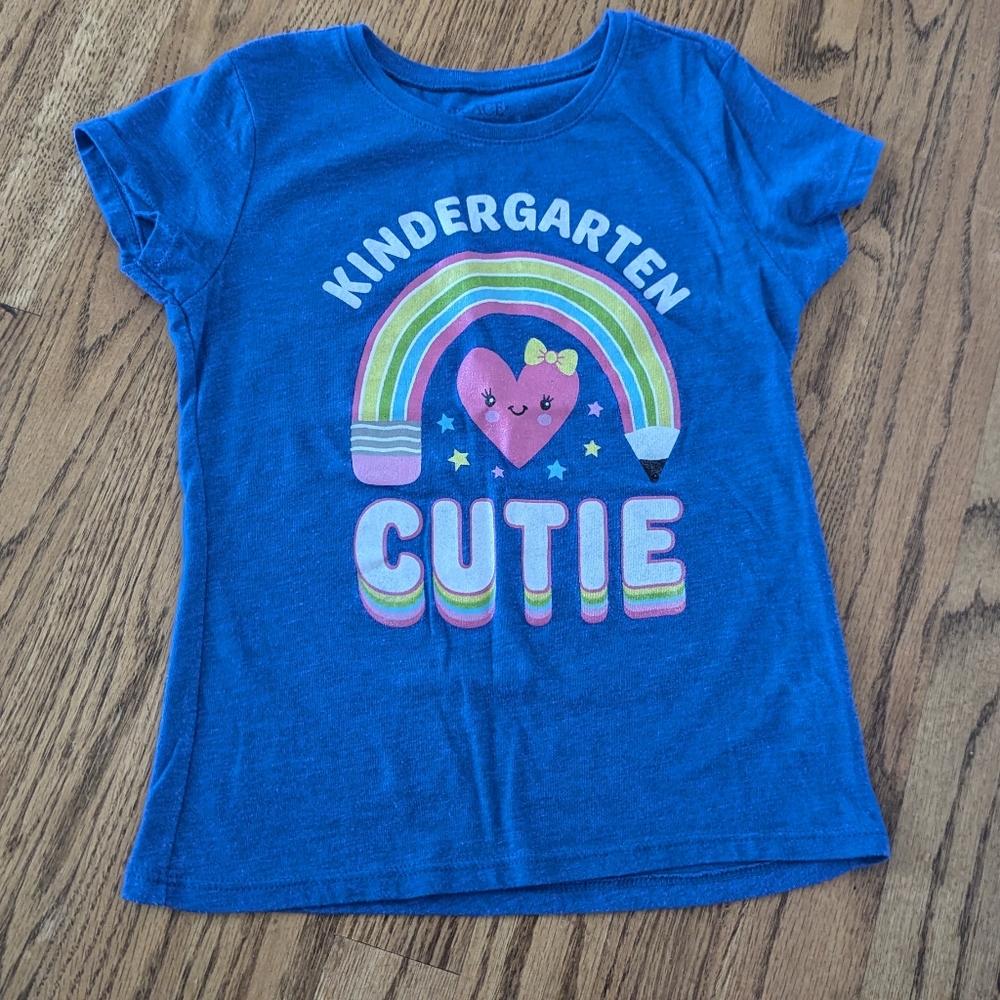 5/6 Kindergarten cutie rainbow shirt girl